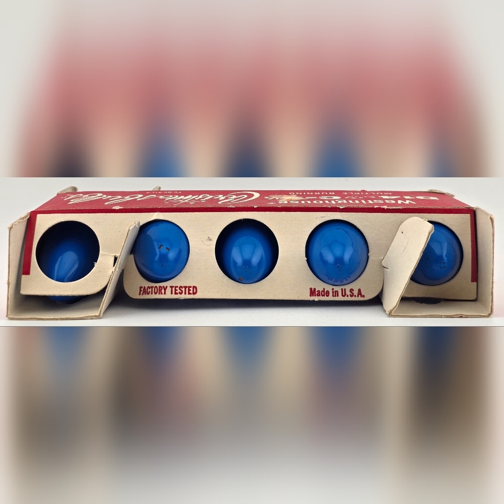 Vintage NOS 1960s Blue Westinghouse D14 C-9½ Christmas Bulbs Original Box - Picture 5 of 6